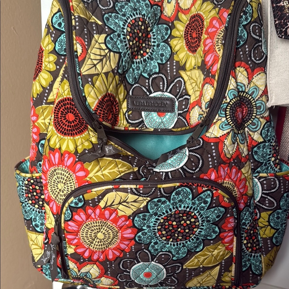 Vera Bradley Red and Yellow Backpack Floral Design